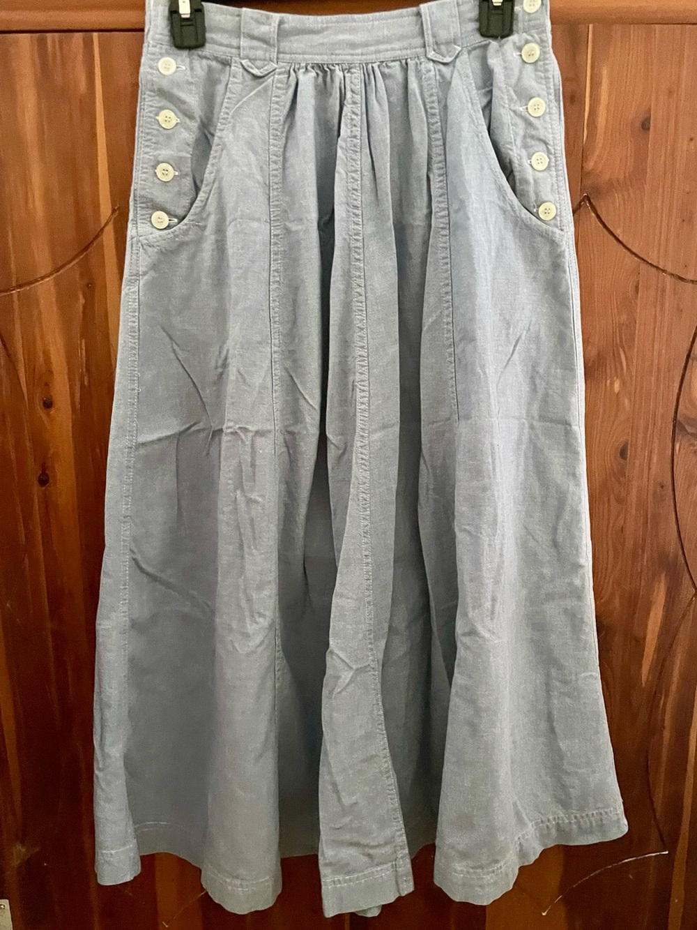 Vintage ChausSport Chambray Side-Buttons Maxi Skirt Size S